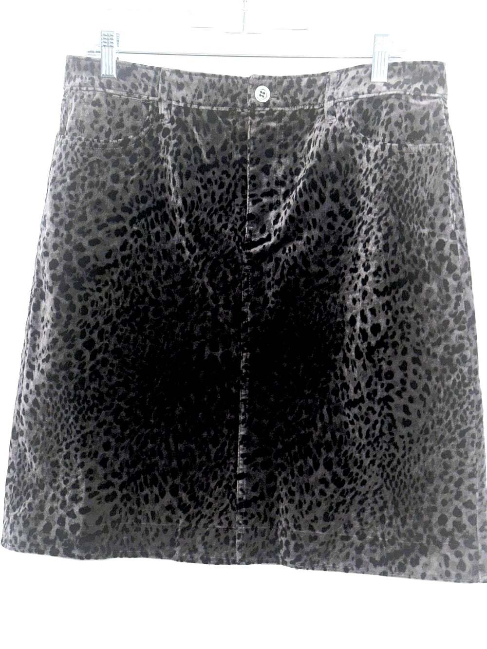 Talbots Women's Brushed Cotton Spandex Gray Leopard Print straight skirt, Sz 10.